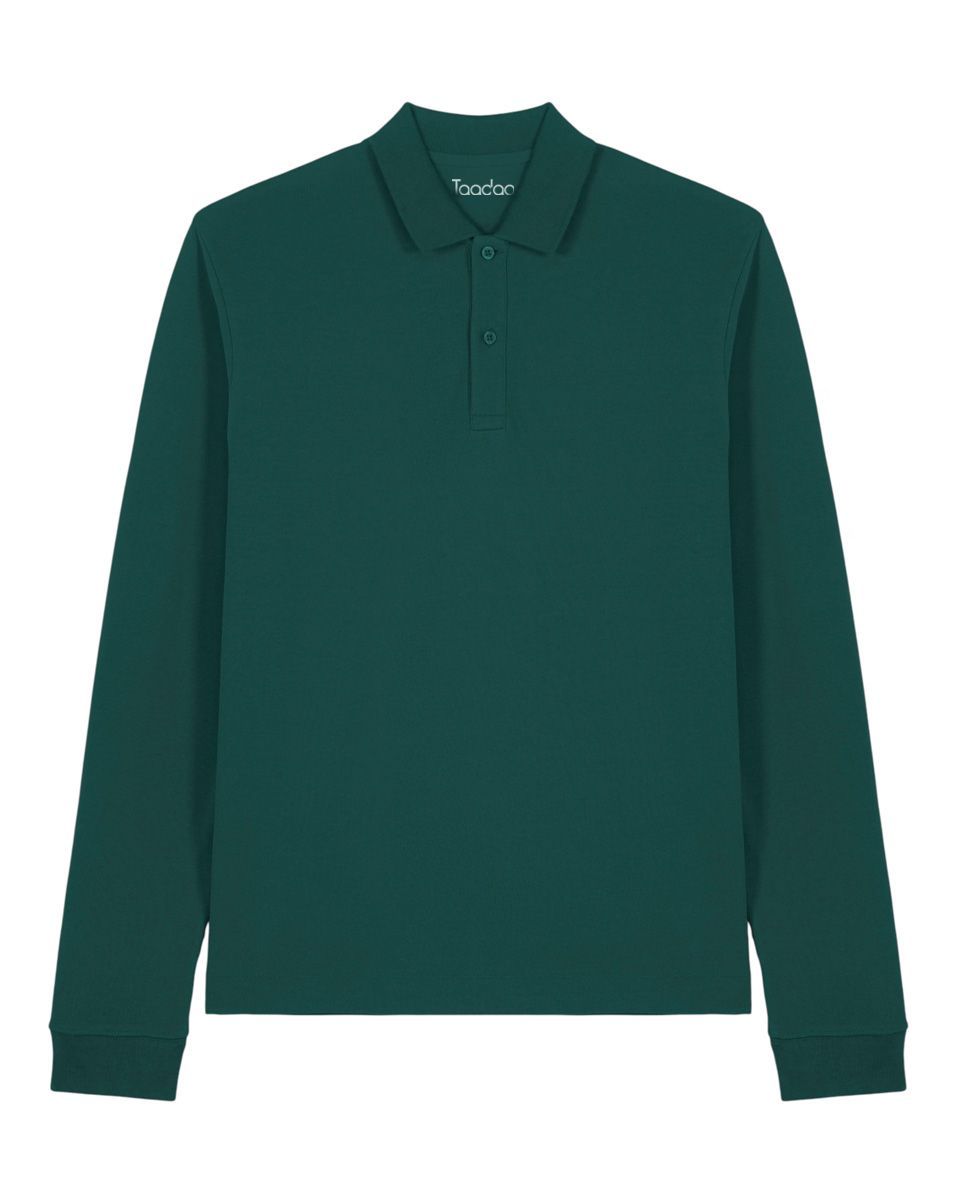 Zelf samenstellen | Bio Polo lange mouwen Donker Groen Unisex