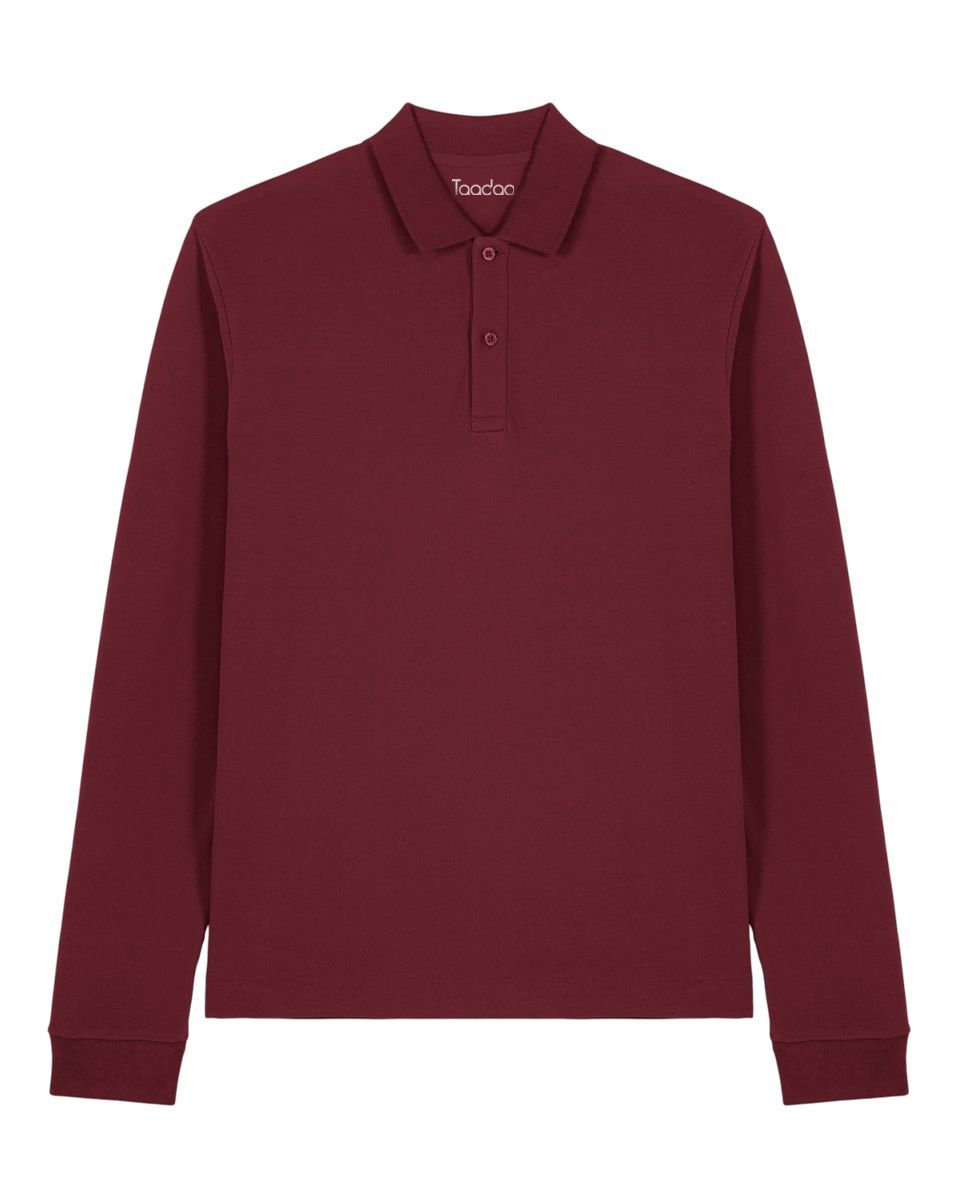 Selbst zusammenstellen | Bio-Langarm-Poloshirt Bordeauxrot Unisex Selbst zusammenstellen | Bio-Langarm-Poloshirt Bordeauxrot Unisex
