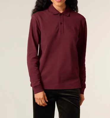 Zelf samenstellen | Bio Polo lange mouwen Bordeaux Rood Unisex