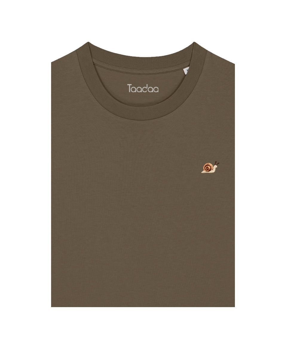 T-shirt met Slak | Biologisch katoen T-shirt met Slak | Biologisch katoen, Kleur T-shirt: Mos bruin