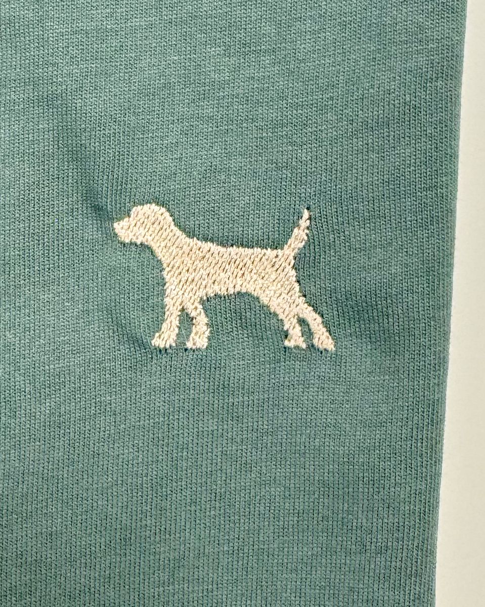 Bio Trui met Hond: geborduurd icoontje (hond) op een trui van biologisch katoen