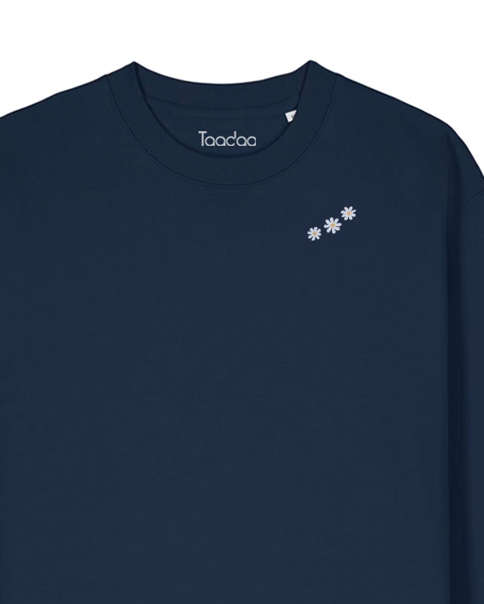 Trui met Madeliefjes | Biologisch katoen, Kleur trui: Donker blauw