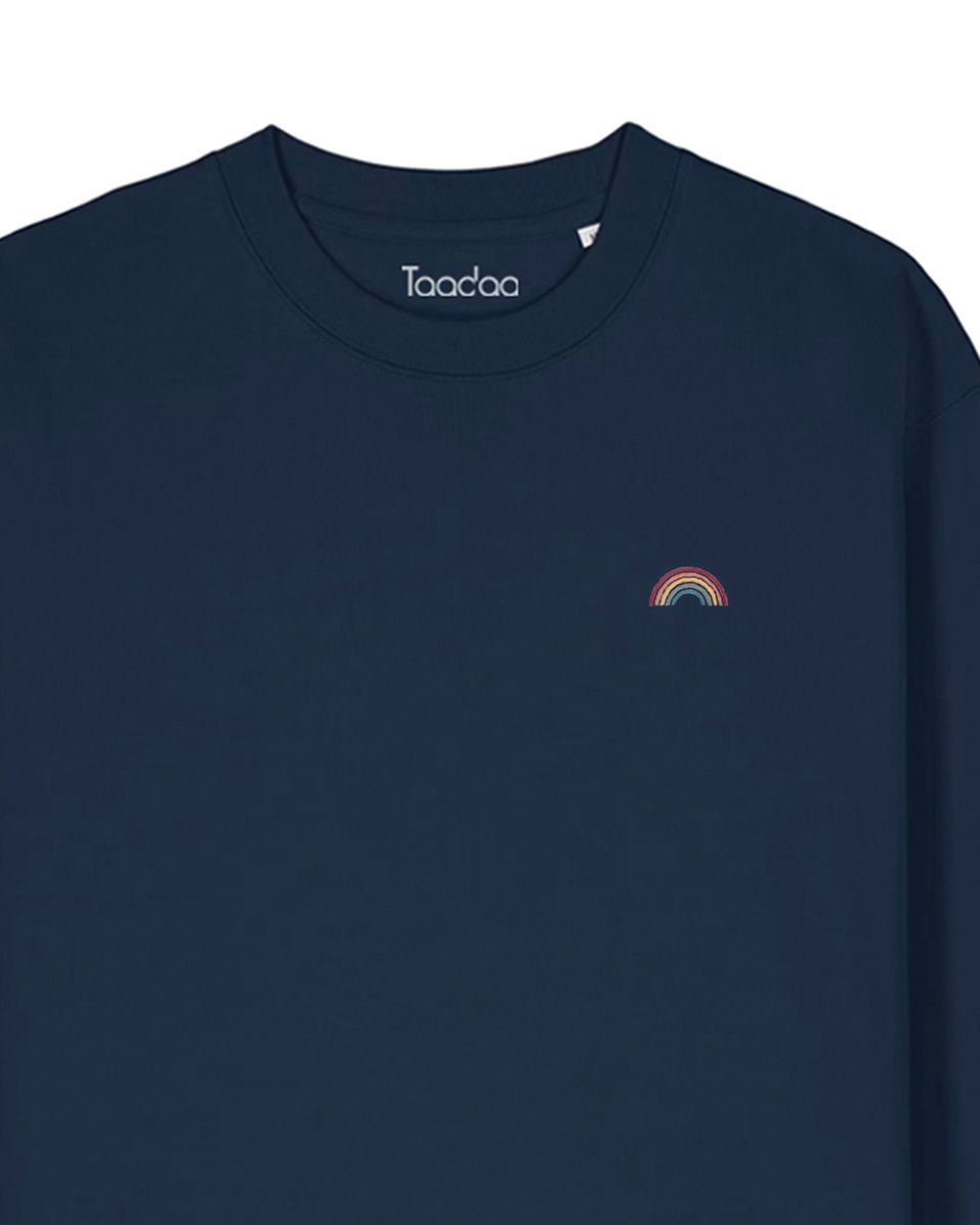 Sweat avec Arc-en-ciel | Coton biologique Sweat avec Arc-en-ciel | Coton biologique, Couleur du sweat: Bleu foncé