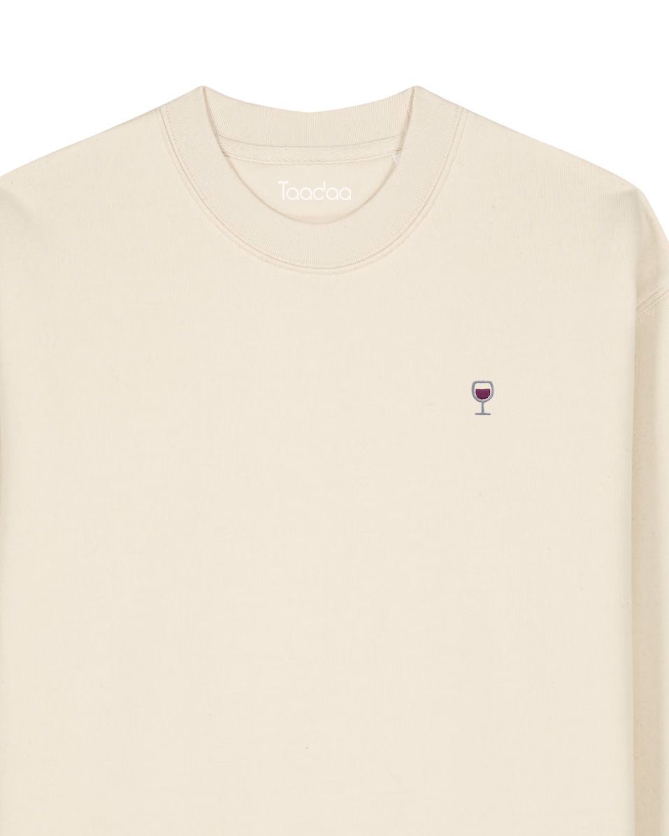 Sweat avec Verre de vin rouge | Coton biologique Sweat avec Verre de vin rouge | Coton biologique, Couleur du sweat: Coton naturel