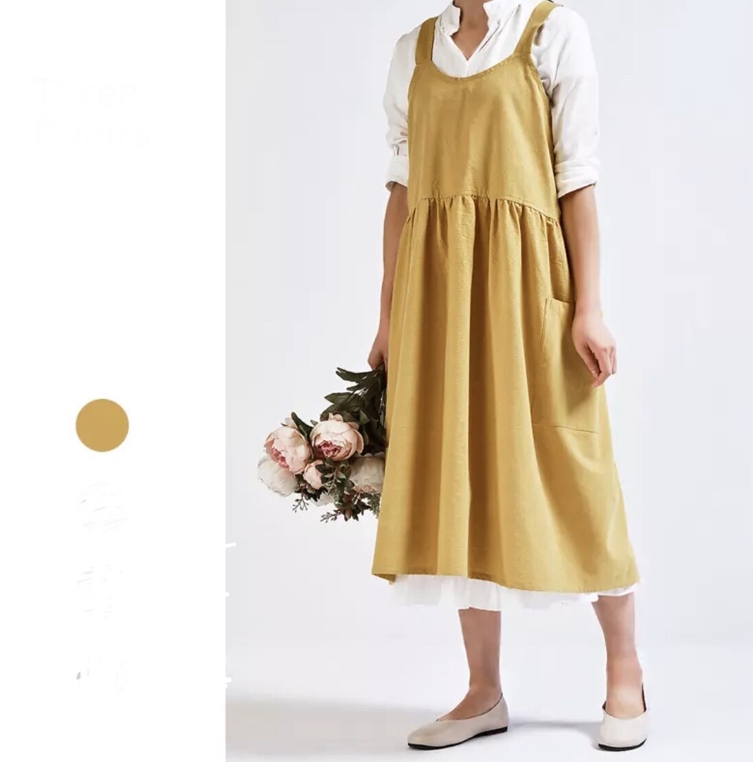 Mustard Apron with pockets