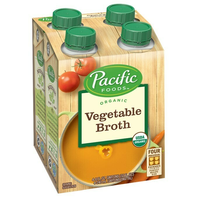 PACIFIC FOODS ORGANIC VEGETABLE BROTH - 240ML X 4