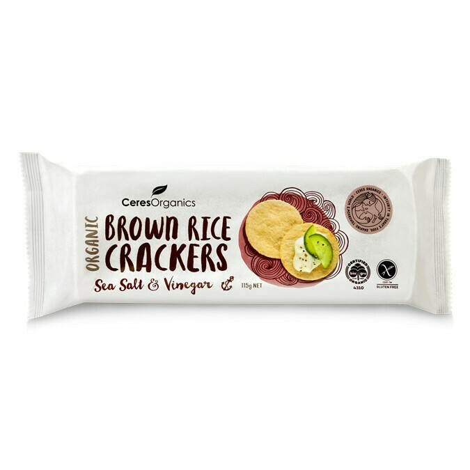 ORGANIC BROWN RICE CRACKERS, SEA SALT & VINEGAR - 115G