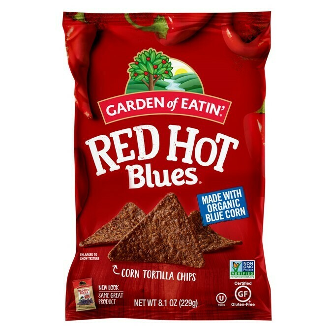 RED HOT BLUES, CORN TORTILLA CHIPS - 229G