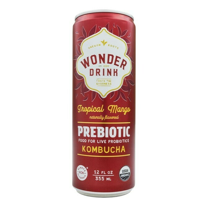 WONDER DRINK PREBIOTIC KOMBUCHA, TROPICAL MANGO - 355ML