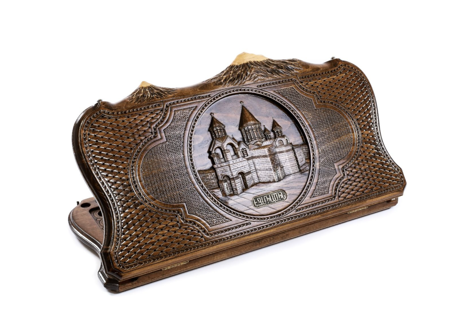 Etchmiadzin backgammon with copyrighted Mount Ararat outline. 24 &quot; 12&quot;