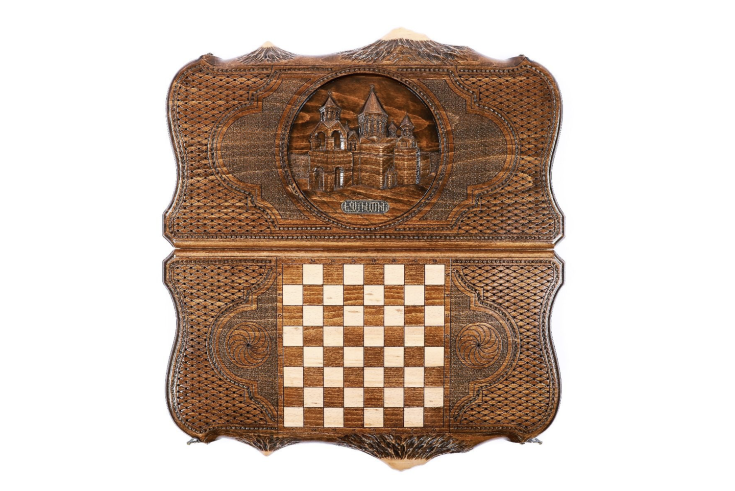Etchmiadzin backgammon with copyrighted Mount Ararat outline. 24 &quot; 12&quot;