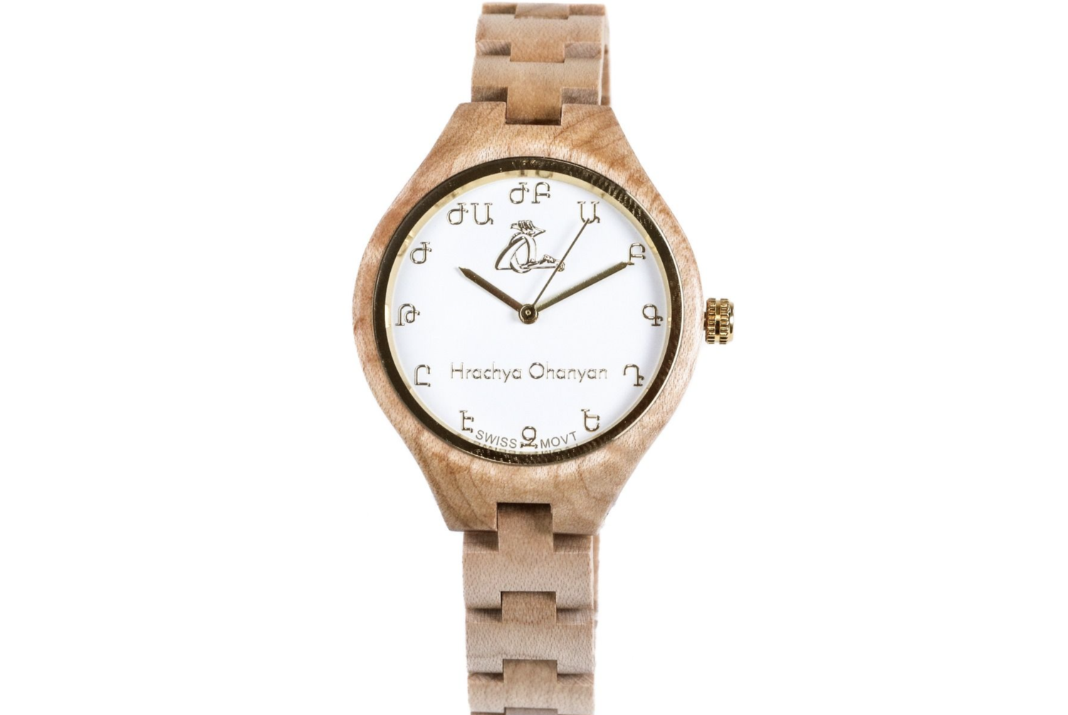 wooden wrist watch-white