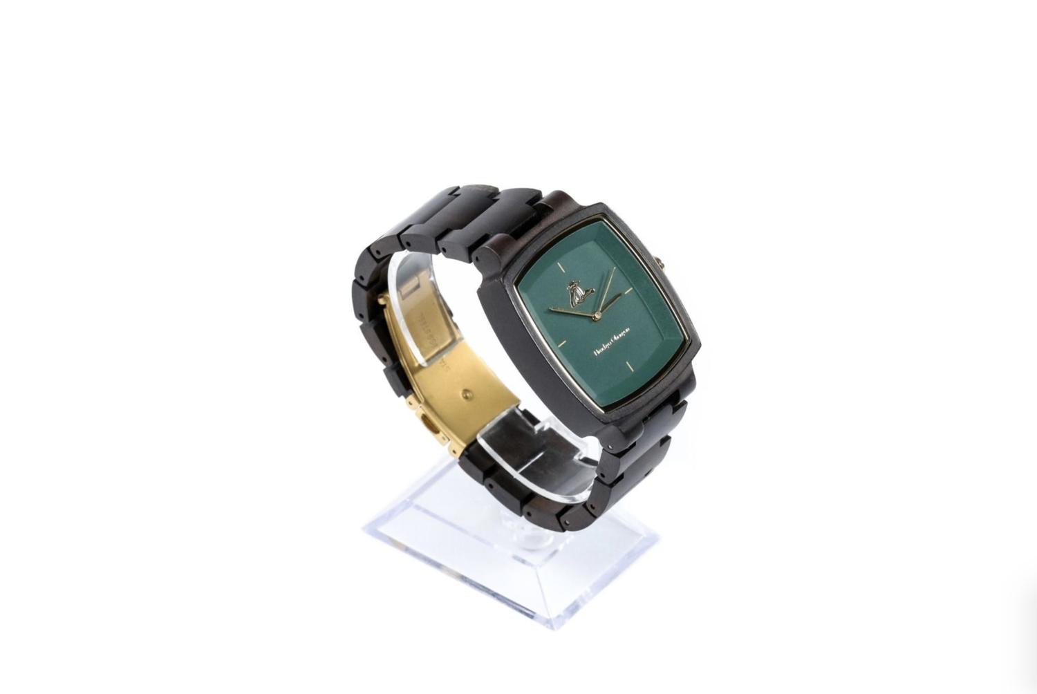 wooden wrist watch black - Green