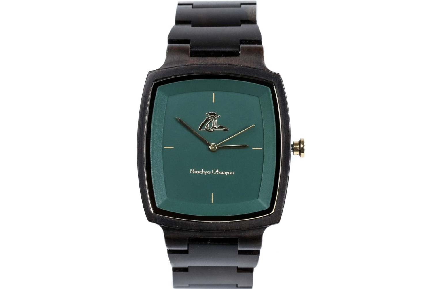 wooden wrist watch black - Green