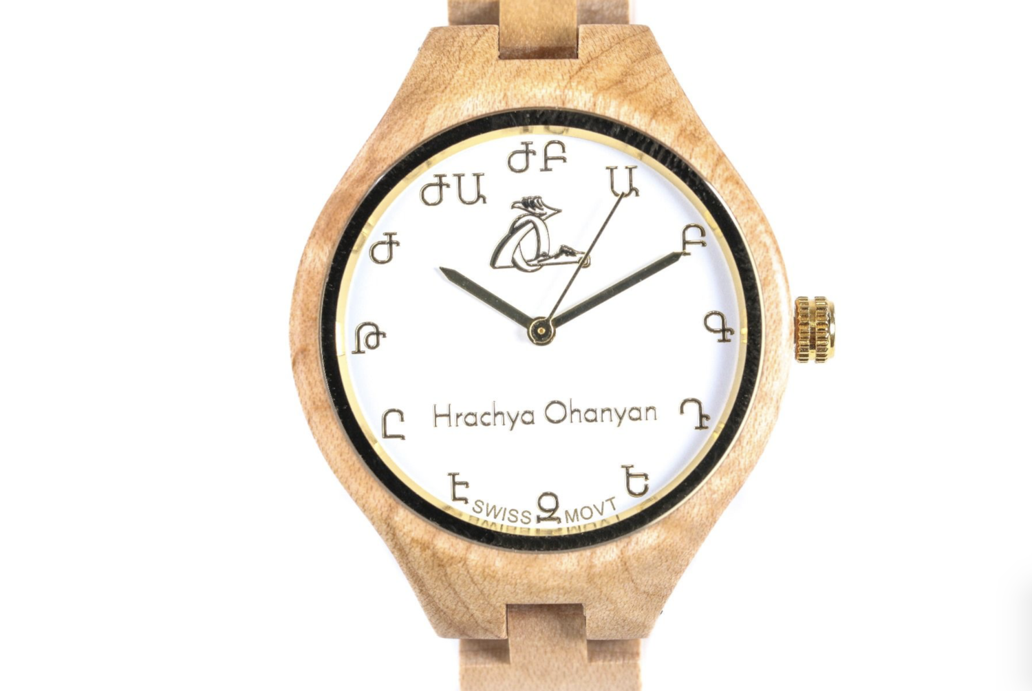 wooden wrist watch-white