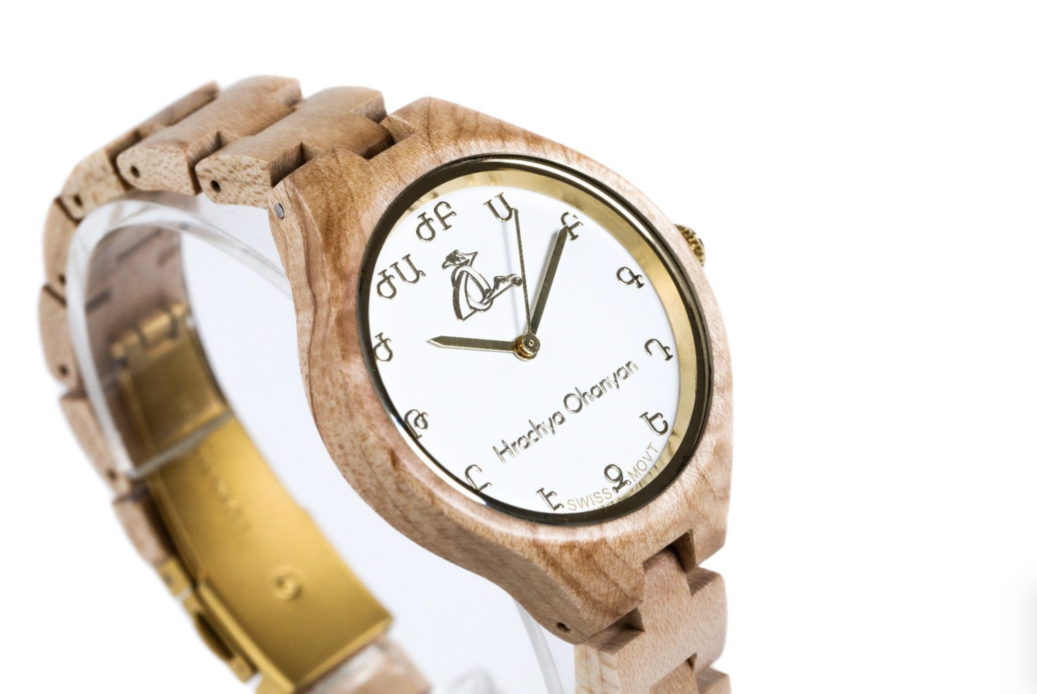 wooden wrist watch-white