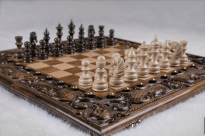 Chess-backgammon classic with patterns Chess-backgammon classic with patterns
