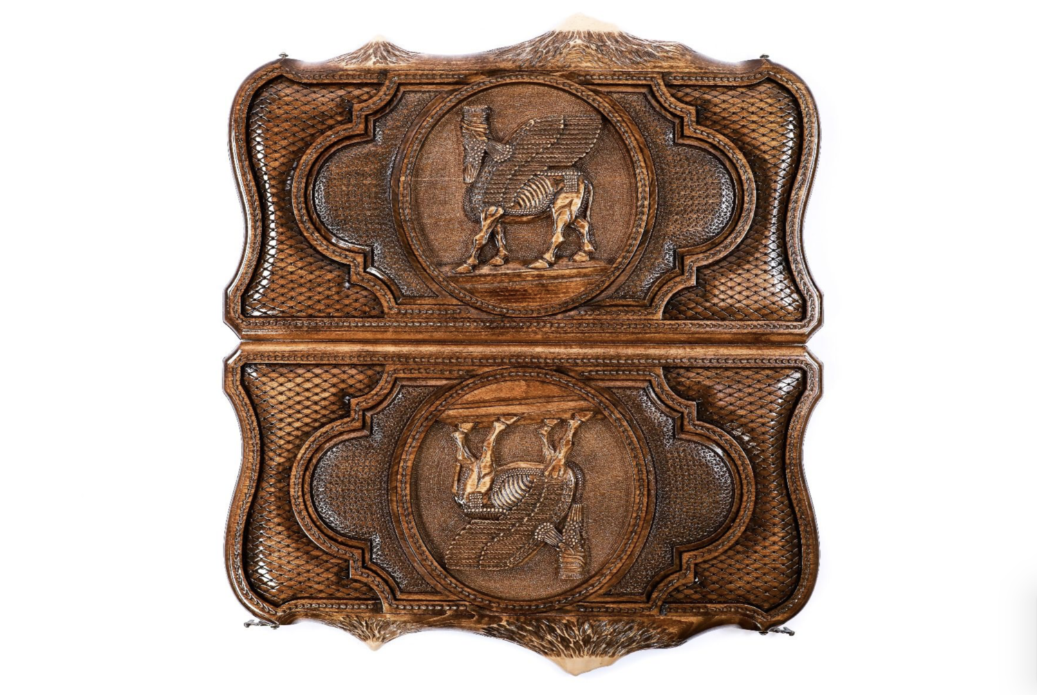 Assyrian coat of arms backgammon with copyrighted Mount Ararat outline two-sided 24&quot; x 12&quot;