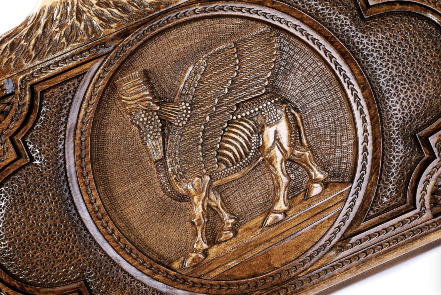Assyrian coat of arms backgammon with copyrighted Mount Ararat outline two-sided 24&quot; x 12&quot;