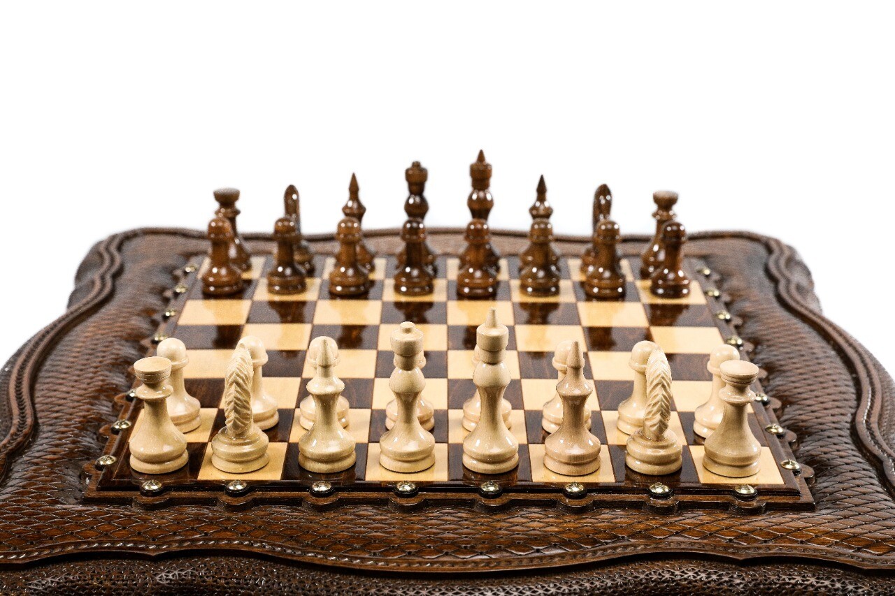 Handmade Wooden Chess Table With Wooden Figures