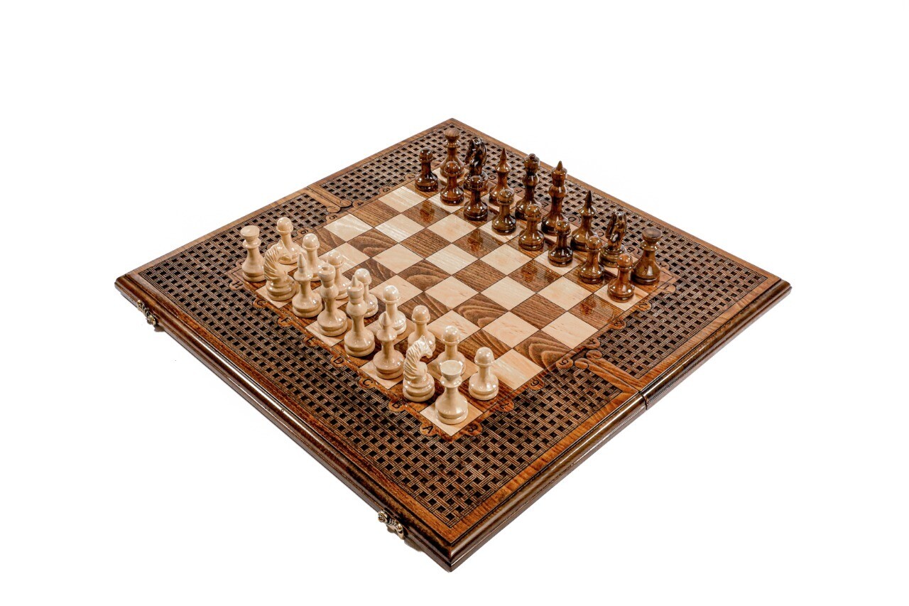 Handmade Wooden Chess/Backgammon Set 24&quot; x 12&quot;