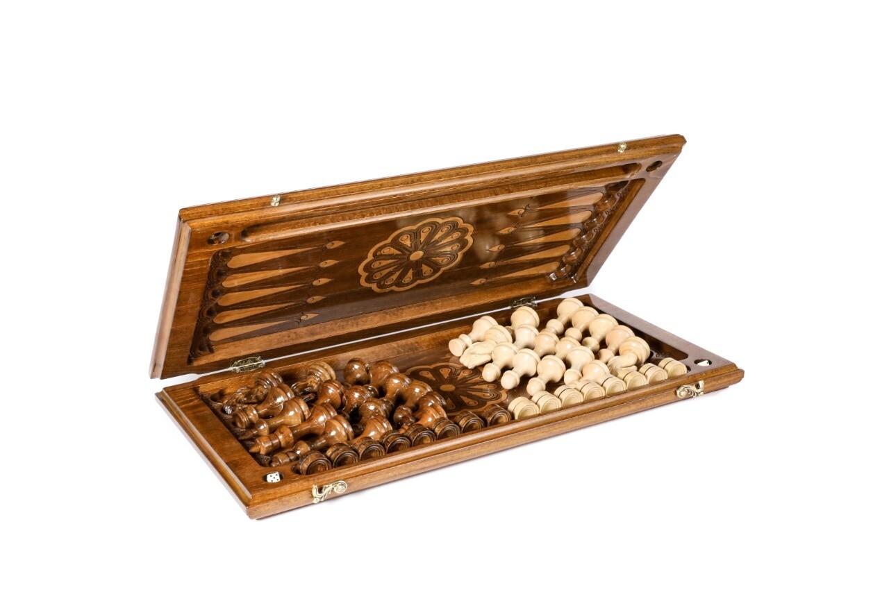Handmade Wooden Chess/Backgammon Set 24&quot; x 12&quot;