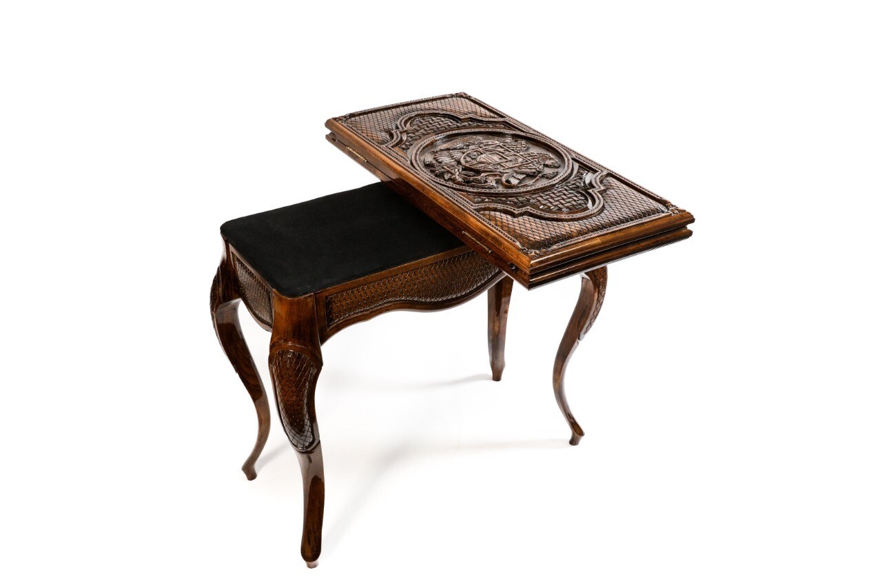 Hand Made Wooden Backgammon Table Coat Of Arms Of Armenia