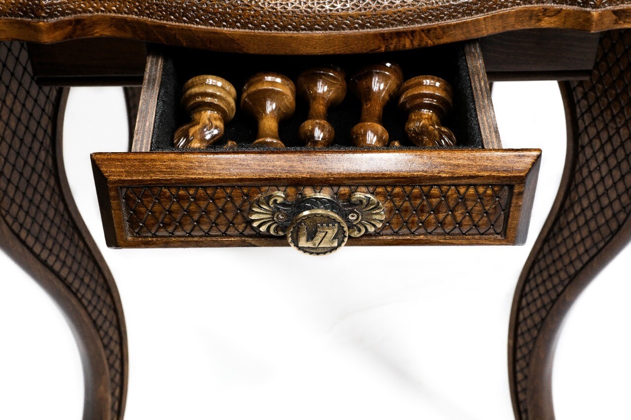 Handmade Wooden Chess Table With Wooden Figures