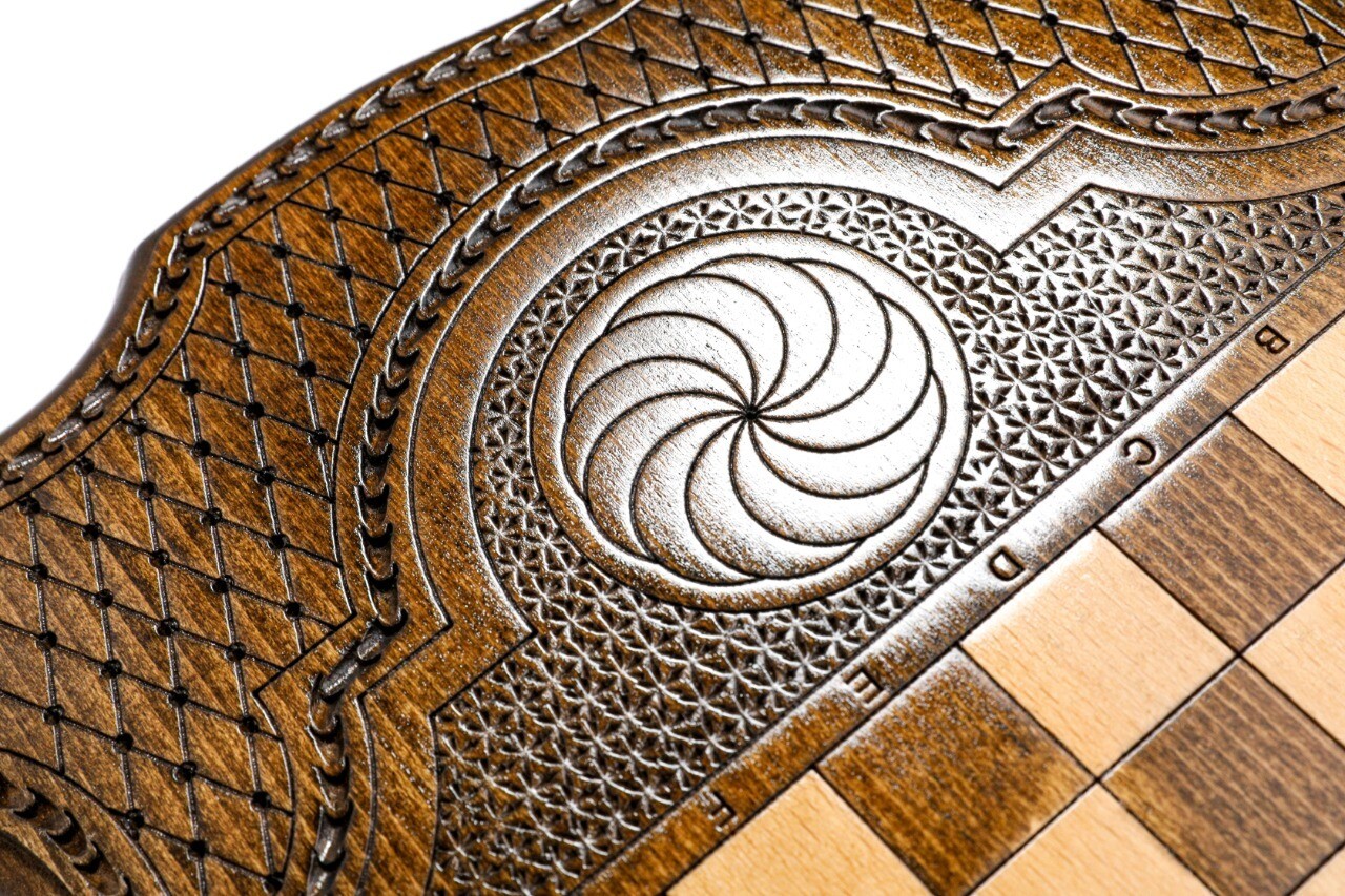 Eternity backgammon with copyrighted contour outline 24&quot;x 12&quot; x 2&quot;