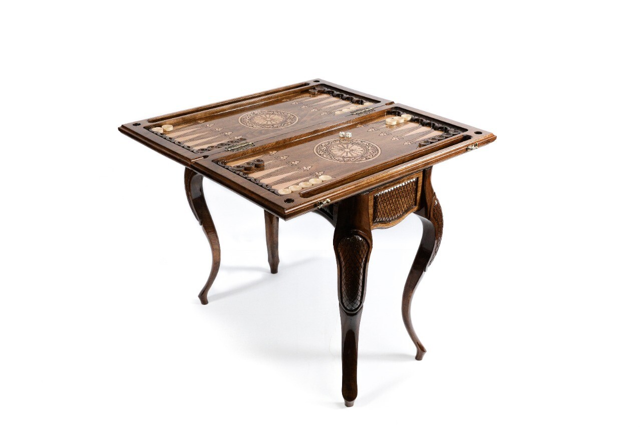 Hand Made Wooden Backgammon Table Coat Of Arms Of Armenia