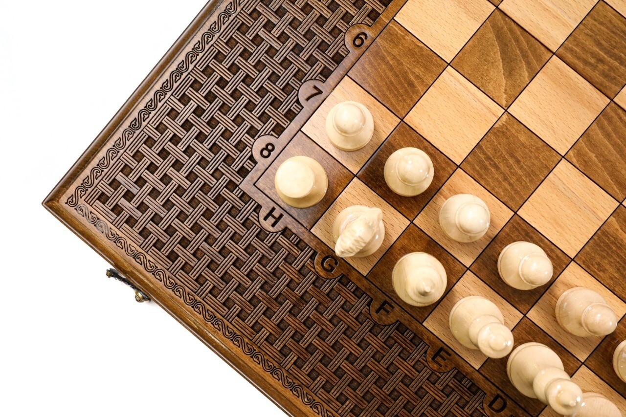 Handmade Wooden Chess/Backgammon Set 24&quot; x 12&quot;