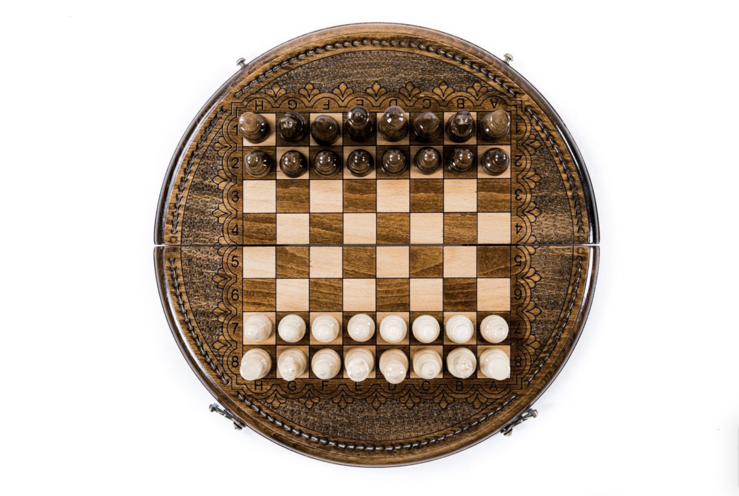 Hand Made Wooden Chess Set 30cm Circle