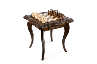 Handmade Wooden Chess Table With Wooden Figures Handmade Wooden Chess Table With Wooden Figures