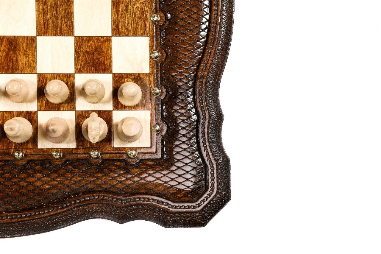 Handmade Wooden Chess Table With Wooden Figures