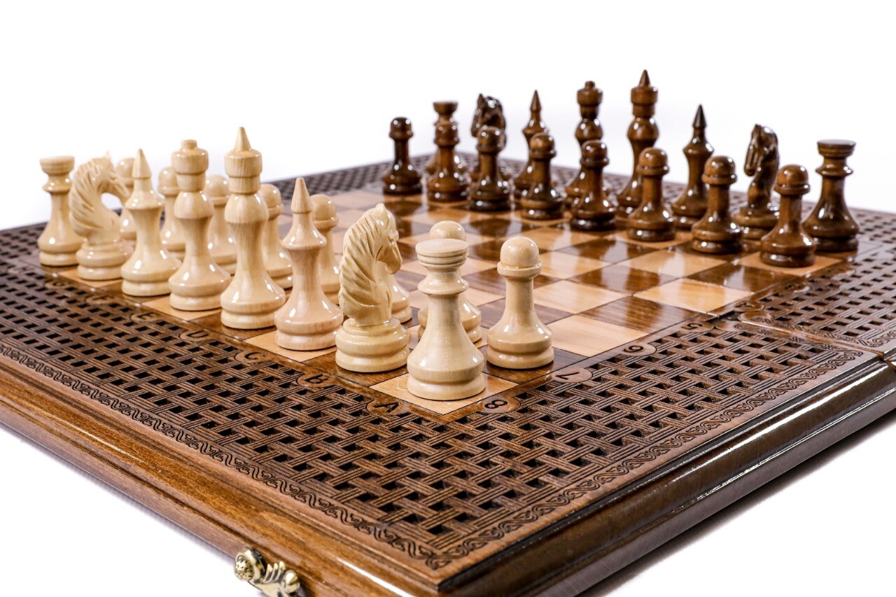 Handmade Wooden Chess/Backgammon Set 24&quot; x 12&quot;