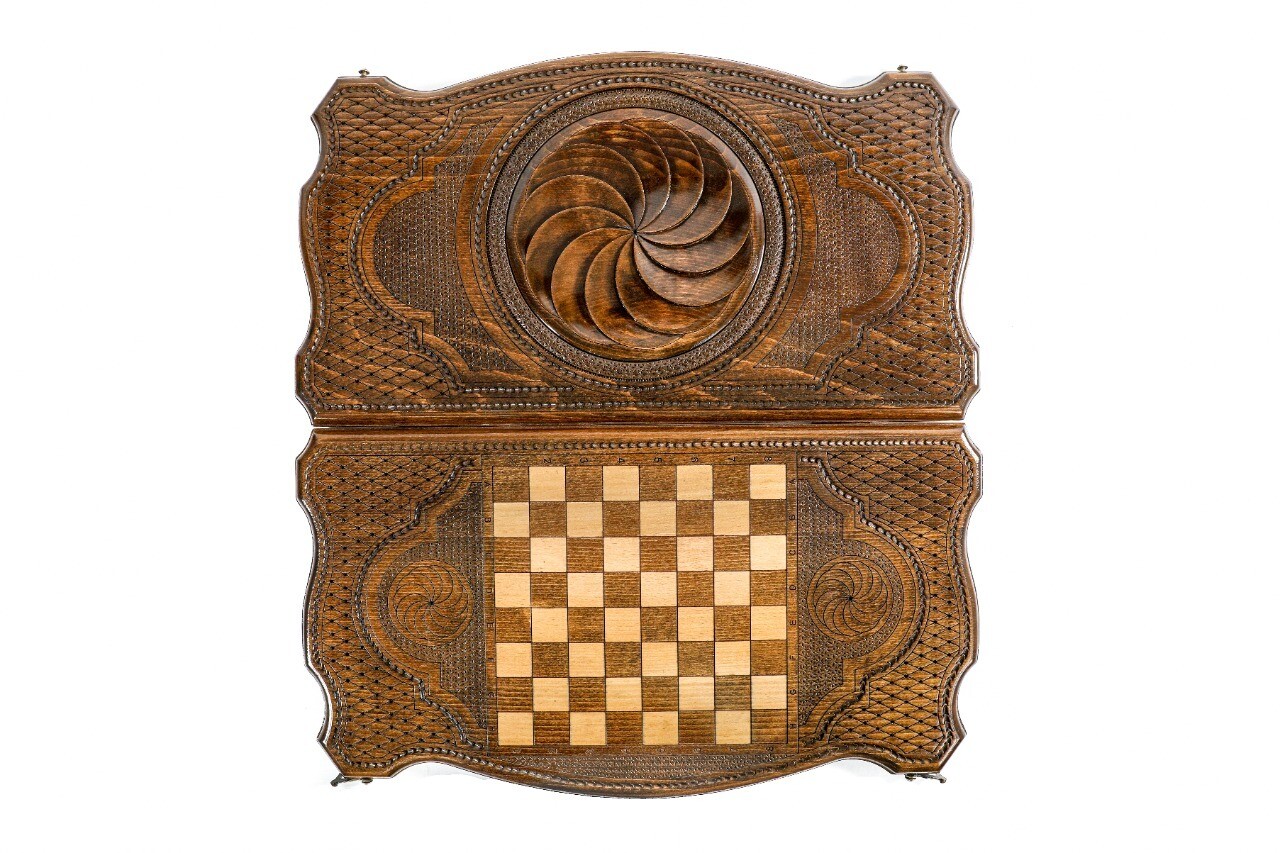Eternity backgammon with copyrighted contour outline 24&quot;x 12&quot; x 2&quot;