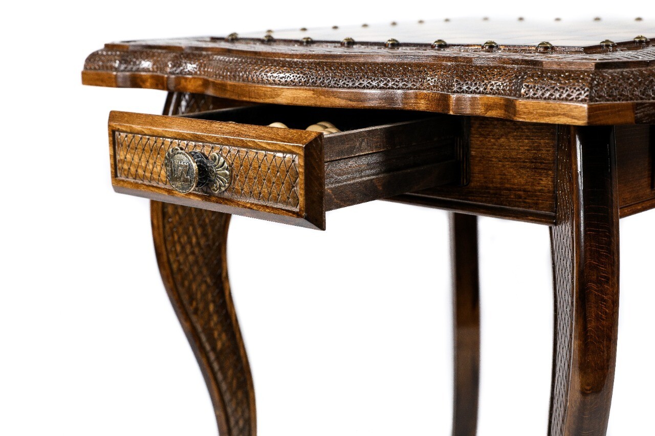 Handmade Wooden Chess Table With Wooden Figures