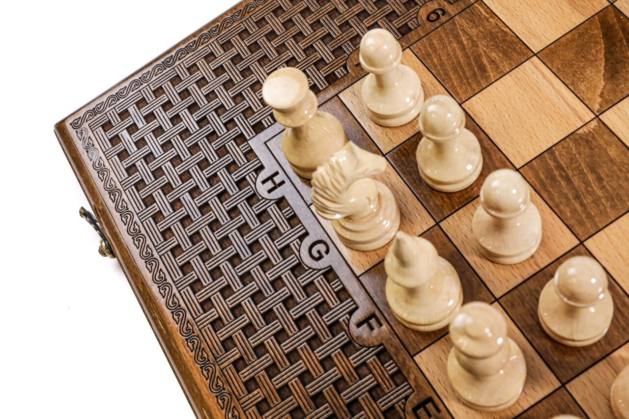 Handmade Wooden Chess/Backgammon Set 24&quot; x 12&quot;