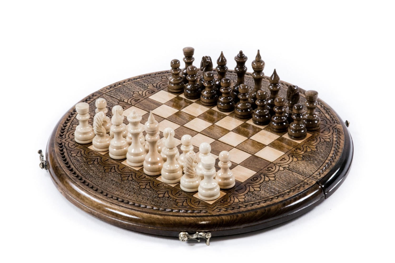 Hand Made Wooden Chess Set 30cm Circle