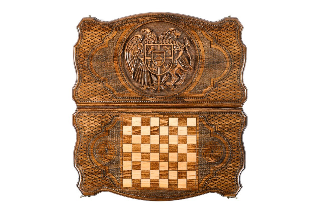 Coat of Arms of Armenia backgammon with copyrighted Outline