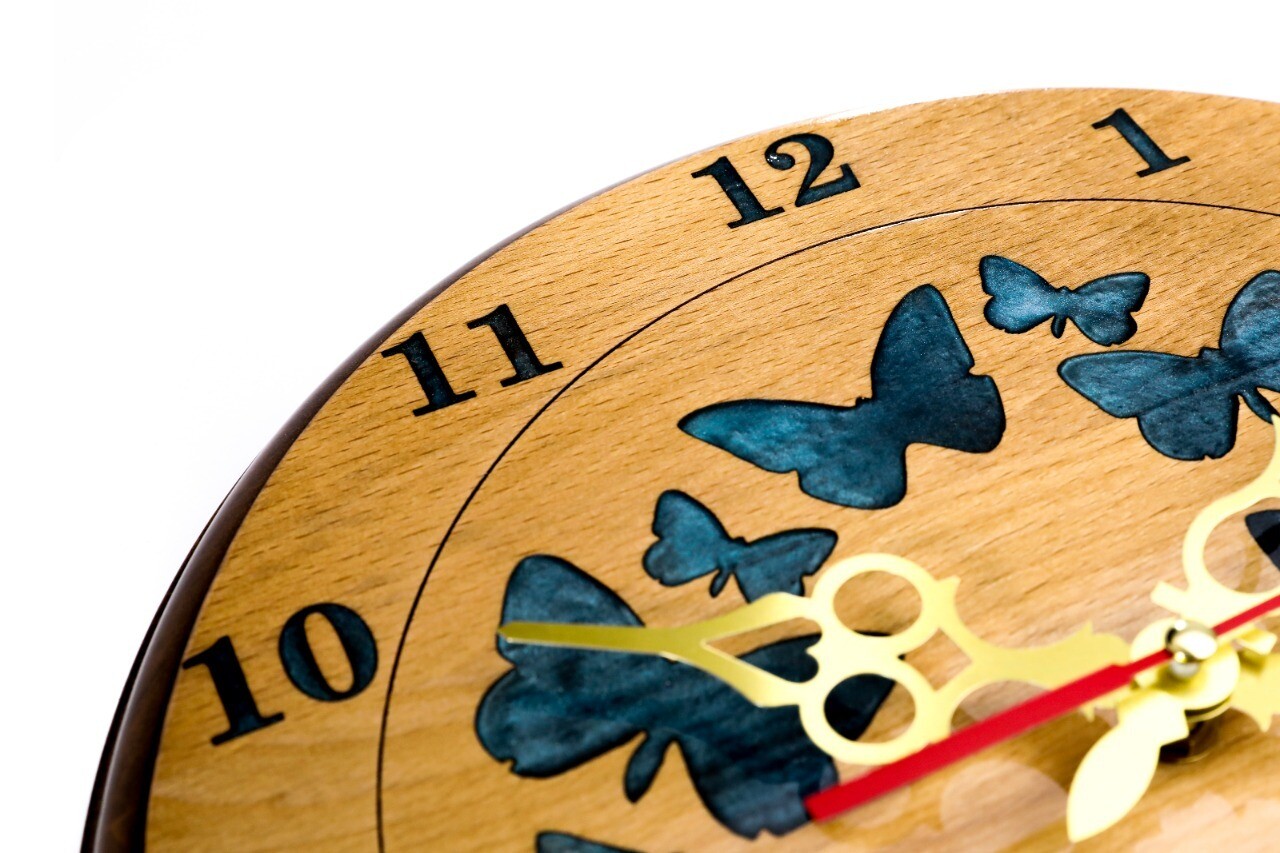 Wall Clock Butterflies Epoxid 12&quot;