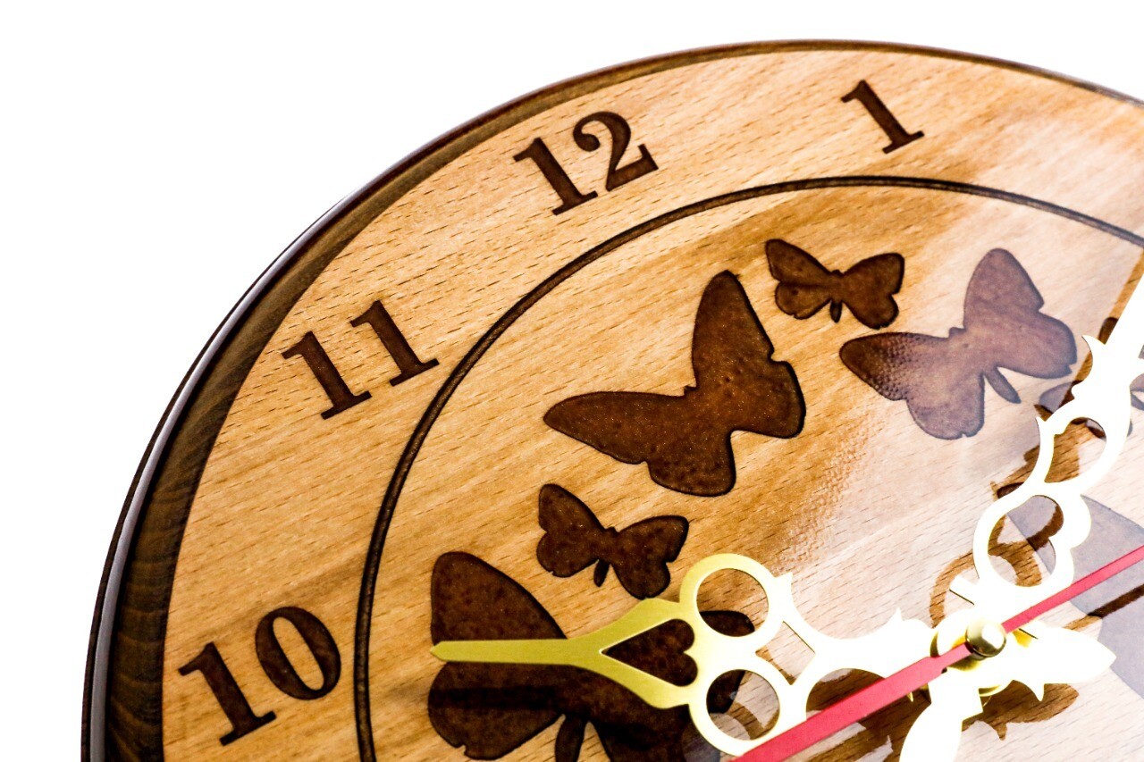 Wall Clock Butterflies Epoxid 12&quot;