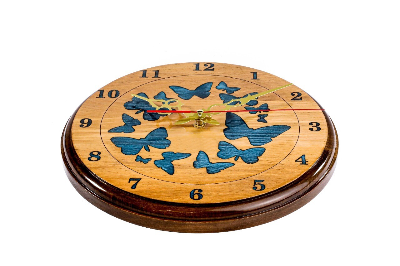 Wall Clock Butterflies Epoxid 12&quot;