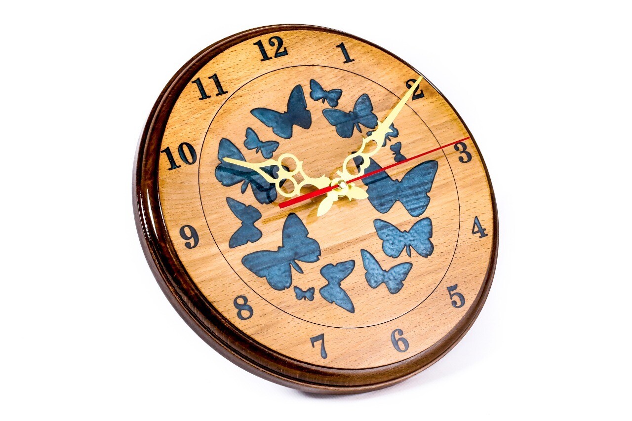 Wall Clock Butterflies Epoxid 12&quot;