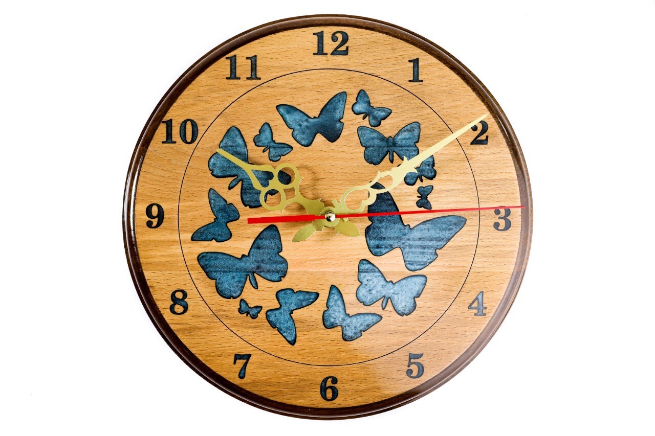 Wall Clock Butterflies Epoxid 12&quot;
