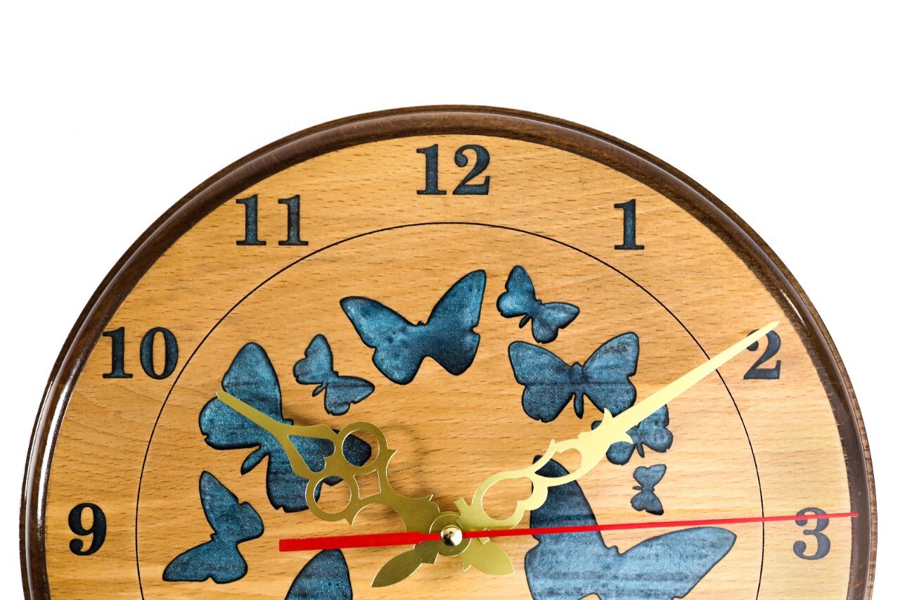 Wall Clock Butterflies Epoxid 12&quot;