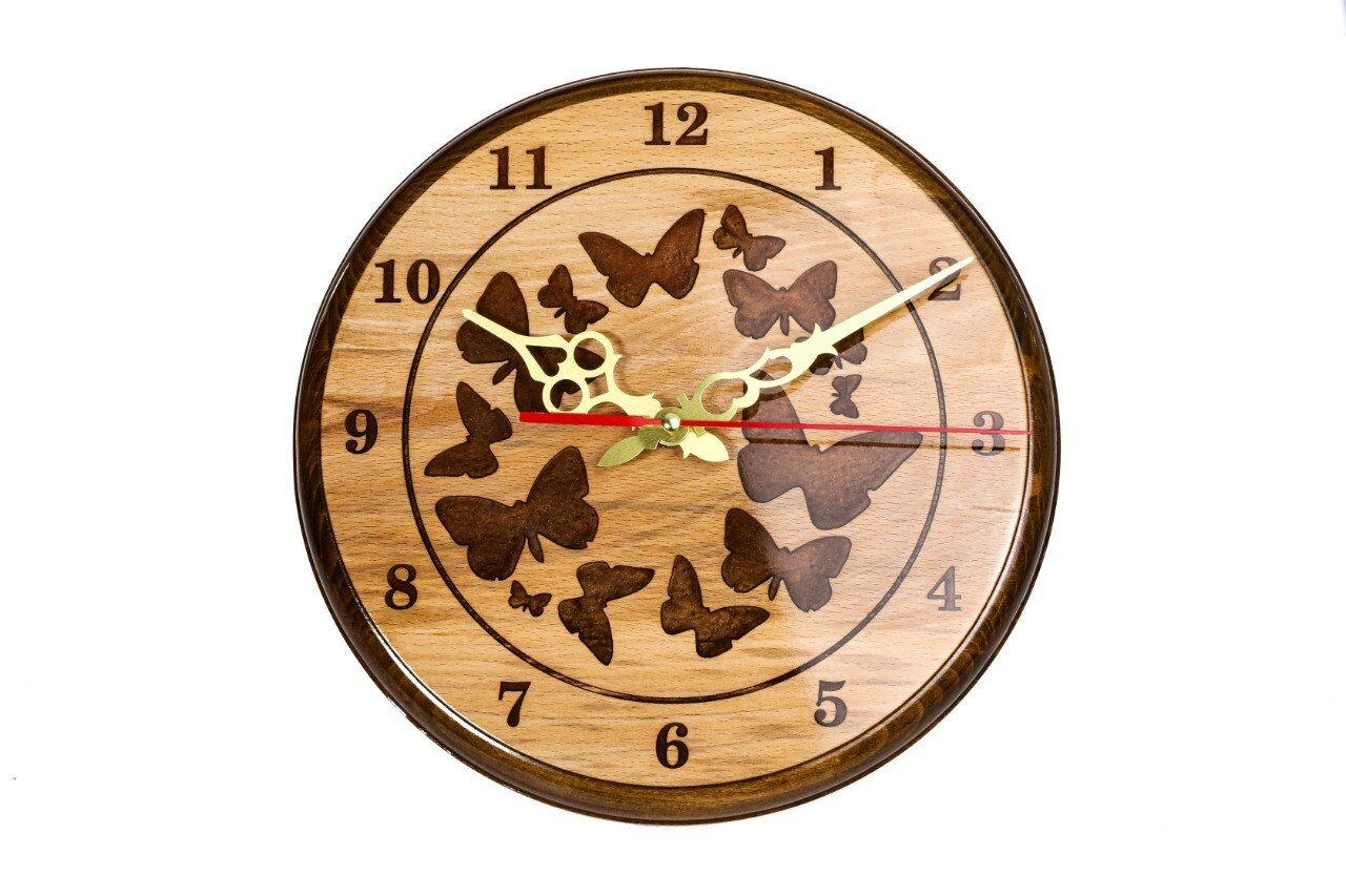 Wall Clock Butterflies Epoxid 12&quot;