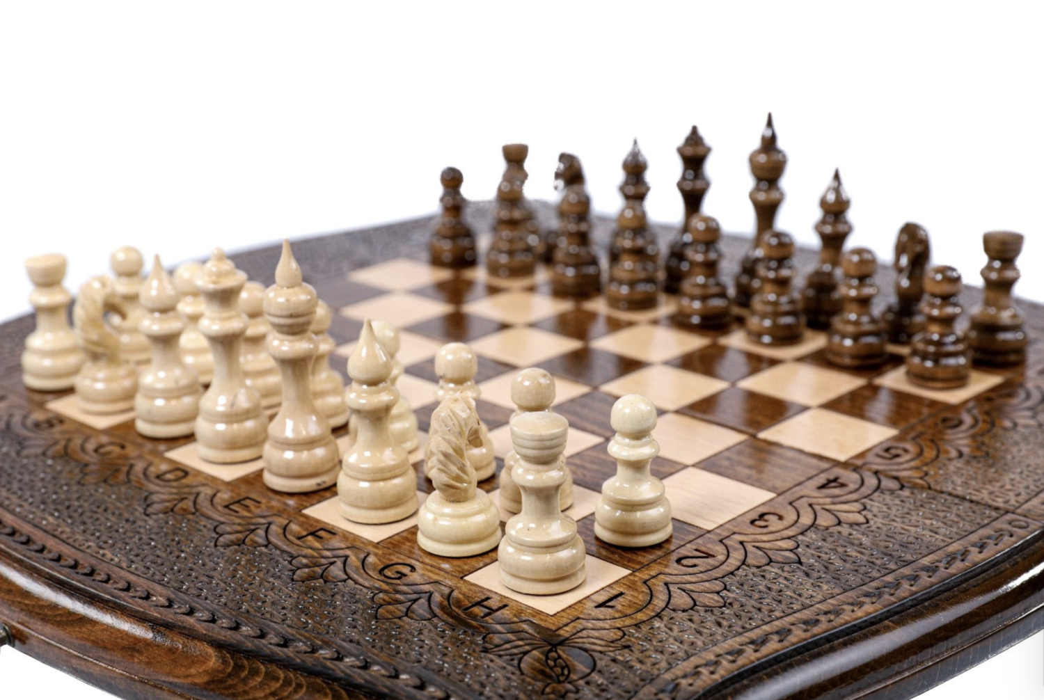 Chess with copyrighted contour outline
