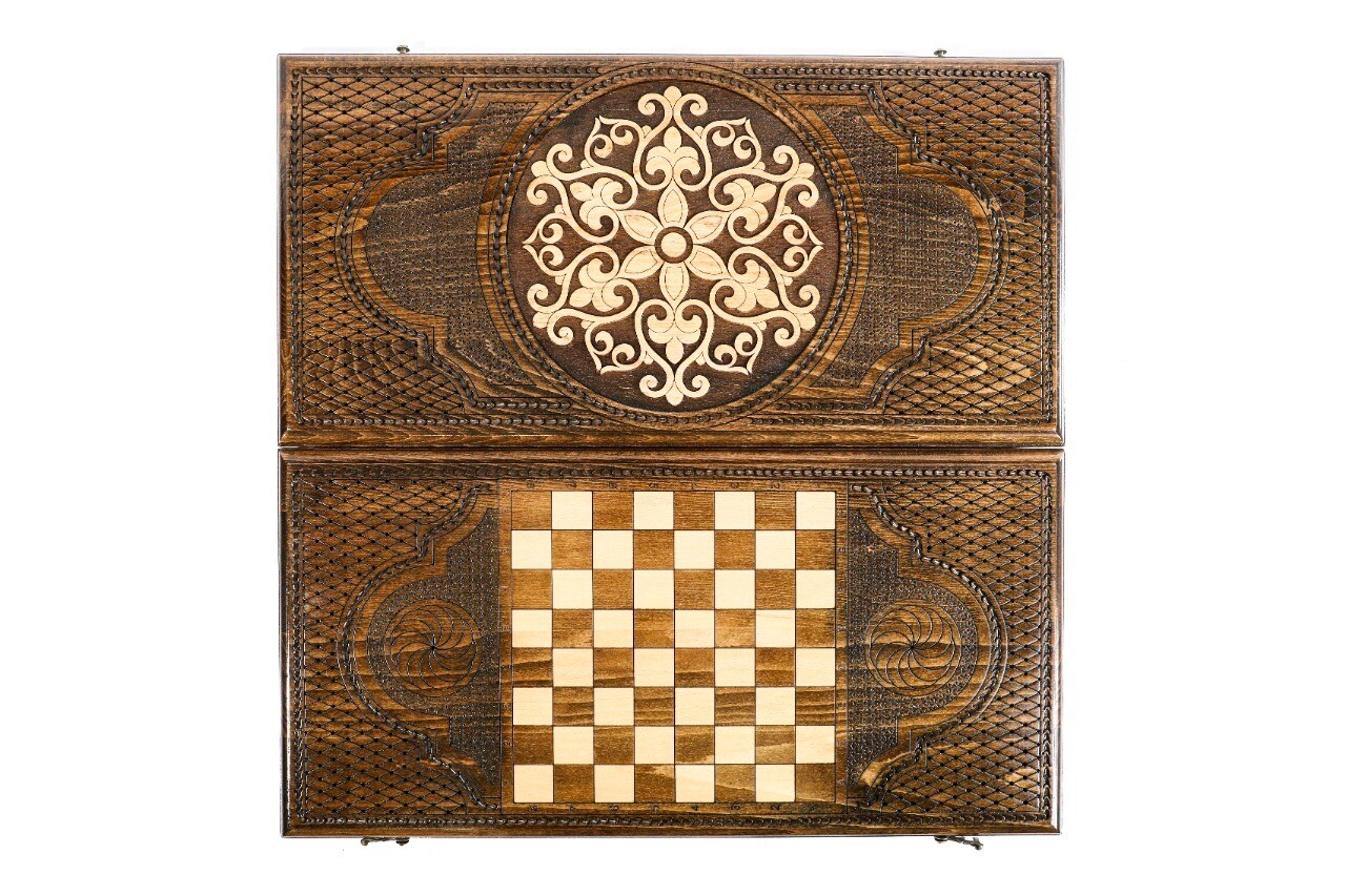 Backgammon with Ornamental snowflake motif classic 24&quot; x 12&quot;