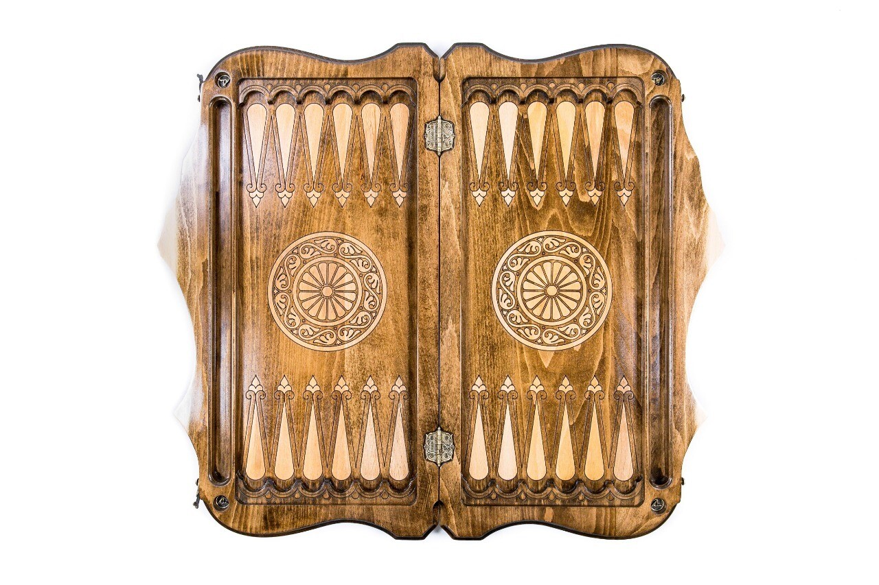 Backgammon with Ornamental snowflake motif, with copyrighted Mount Ararat outline